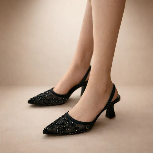 Pearl Slingback Heel (BLACK)