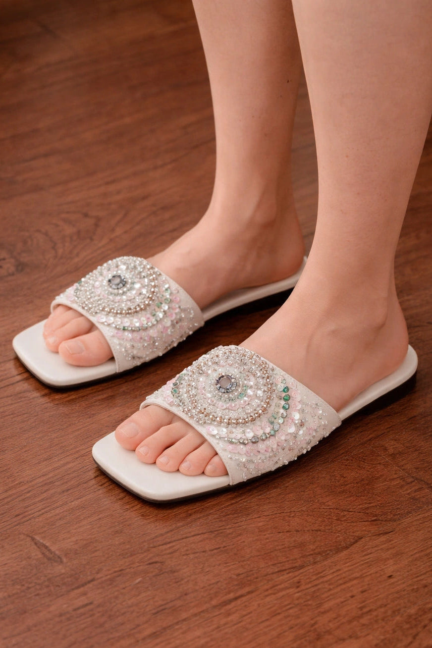 Pearl Work Ladies Slippers