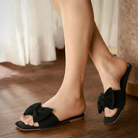 Noir Grace Bow Sandals (BLACK)