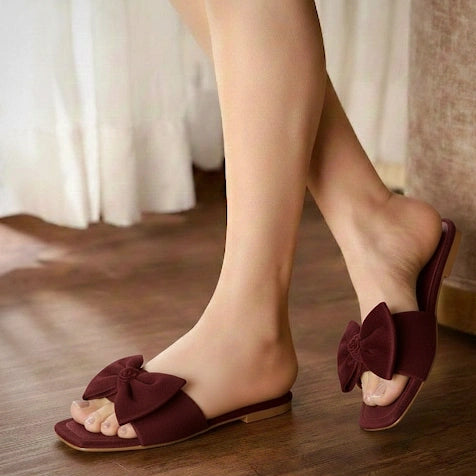 Noir Grace Bow Sandals (MAROON)